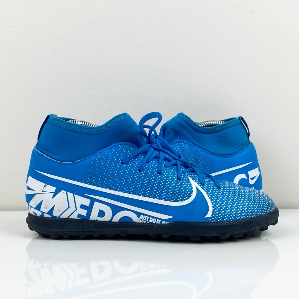 Nike Mercurial Superfly 7 Club Turf Blue & White Soccer Shoes Size 6Y Boys